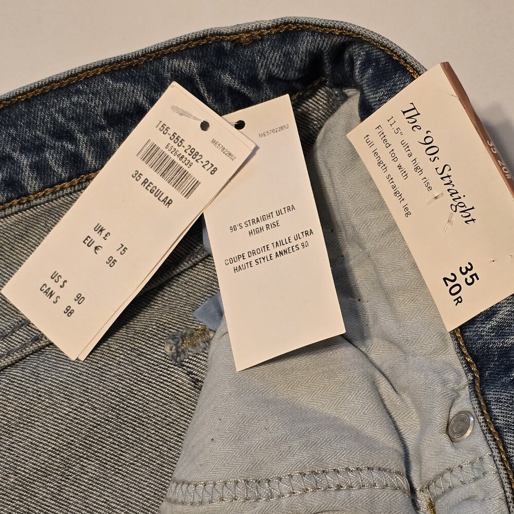 Abercrombie & Fitch 90s Straight Ultra High Rise Jeans Womens 20R Blue Denim NWT - Picture 6 of 16